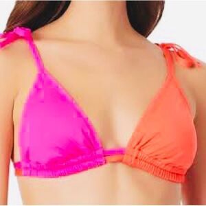 🌺3 FOR $20🌺 Sugar Beach Colorblock Bright Pink Orange Bikini Swim Top S